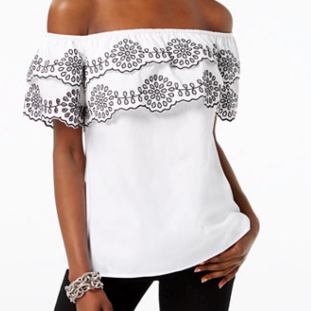 Embroidered Off the Shoulder Top
